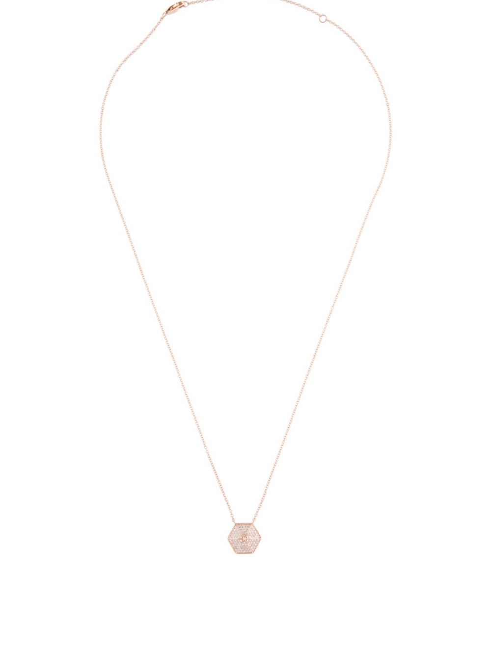 14K Rose Gold Hexagon Diamond Necklace - Picture 6 of 7